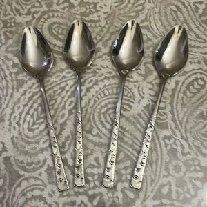 VINTAGE Rogers Bros 1847‎ stainless flatware Navajo design 4 teaspoons